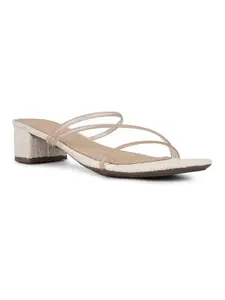 Inc.5 Womens Cream Party Wear Striped Square Heels
