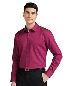 Amazon Brand - Symbol Men's Solid Cotton Slim Fit Formal Shirt | Plain | Full Sleeve