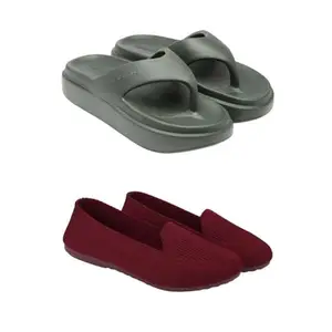 SPORTER Extra Soft Classic Casual wear with Flexibility Technology Flip Flop Combo for Women's/Girl's(6111+2015)(4)