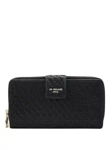 Da Milano Flap Leather Wallet for Women - Black