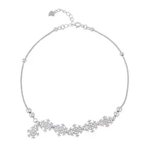 Treva Iconic Jewels Silver Snowflake Anklet/Payal for Girls & Women