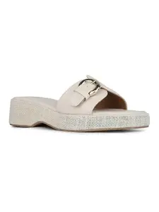 Inc.5 Womens Beige Party Wear Solid Round Toe Sandals