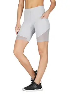Imperative Women Quick Dry Gym Yoga Workout Sports Shorts with Pocket | Outdoor Running Slim Fit Shorts | Women Tights (Grey)