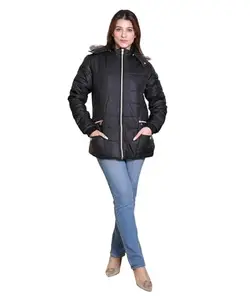 Gold Burg Women's Polyester Jacket For Girls Jacket For Women’s Latest Solid Color Stylish Long Jacket/Women's Jacket Full Sleeves Winter Jacket Girls Winter Wear|GBB_2556_Black_XL