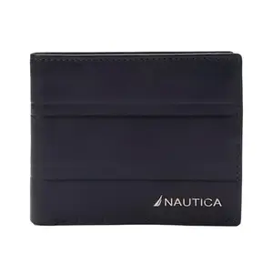 Nautica Bi Fold Slim & Light Weight Leather Men's Stylish Casual Wallet with 8 Card Holder Compartment | Multi Compartment Purse, Navy