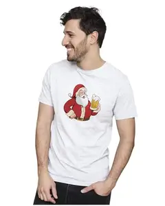 ALLEN BLACK Men's & Women's Regular Fit 100% Cotton T-Shirt (CLAUSANT11-White XL Men Round_)