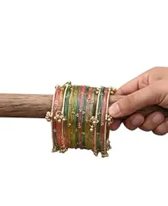 JIVANA AYURVEDIC Multicolor Glass Bangles with Ghungroo Detailing | Traditional Festive Bangle Set for Women