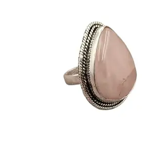 Pink Rose Quartz Gemstone Ring in Brass Antique Finish Handmade Jewelry Love & Healing Crystal Ring