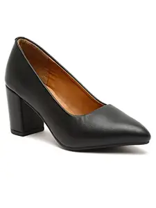 Bruno Manetti Women's Black Slipon Pointed Toe Back Close Comfort Heels