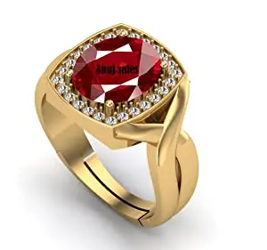 ANUJ SALES 11.25 Ratti 10.50 Carat A+ Quality Natural Burma Ruby Manik Unheated Untreatet Gemstone Gold Ring for Women's and Men's(GGTL Lab Certified)
