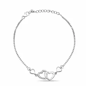 Zarkan 925 Silver Elegant Heart Link Bracelet