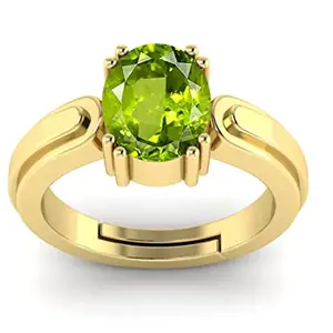BALATANK�5.25 Ratti /4.70 Carrat Certified Natural AAA++ Quality Peridot Loose Gemstone Gold Plated panchdhatu Adjustable for Men and Women ( Lab -Approved )
