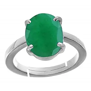 AKSHITA GEMS 6.25 Ratti 5.00 Carat Certified Natural Emerald Panna Panchdhatu Adjustable Rashi Ratan Silver Plating Ring for Astrological Purpose Men & Women