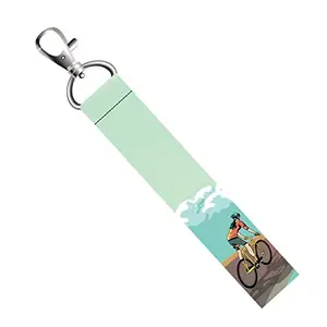 ISEE 360® Cycling Girl Lanyard Bag Tag with Swivel Lobster for Gift Luggage Bags Backpack Laptop Bags Students Travelers L X H 5 X 0.8 INCH