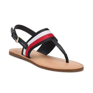 Tommy Hilfiger Polyester Colorblocked Blue Women Flat Sandals (F23HWFW128) Size- 39