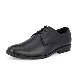 GUAVA Men's Black Genuine Leather Classic Derby Office Formal Shoes