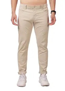 LOOM FASHION Men’s Chino Pants D Pocket Slim Fit Trousers,Stretchable Cotton Casual Pants for Office (in, Numeric, 34, Regular, Cream)