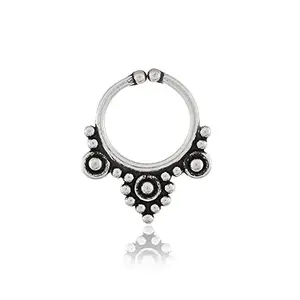 NEMICHAND JEWELS Pure 925 Sterling Silver Septum Nose Rings For Women - Non Pierced nose (SS-NR-08)