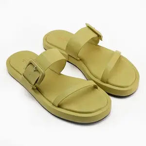 nur Women's Sage Whispers Elegant Comfortable Double Strap Slipper/Flat for Women & Girl (Size-40)