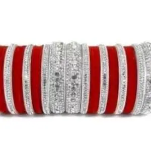 BANKE BIHARI Metal Bangles With Its Glossy Finished Plastic Beads Bangles For Women And Girls Pack Of 36 (Red, Size: 2.6)