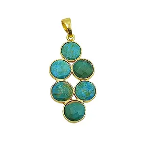 Turquoise Pendant Turquoise Faceted Coin Bezel Set Gold Plated Brass Pendant Statement jewelry Handmade Beautiful Stylish Pendant Gift for het