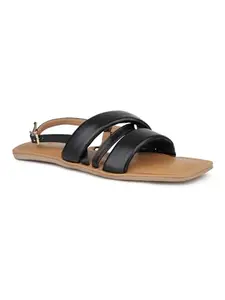 Inc.5 Women Black Solid Open Toe Flats