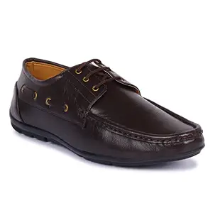 marching toes Men Brown Textured Synthetic Leather Lace-up Shoe