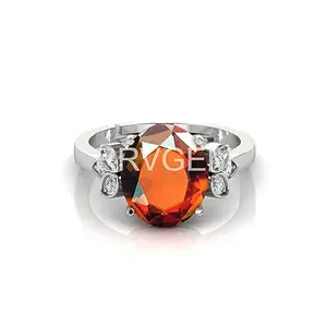RRVGEM natural onyx ring 11.50 Ratti Certified gomed/garnet ring Handcrafted Finger Ring With Beautifull Stone hessonite ring Silver Plated for Men and Women LAB - CERTIFIED