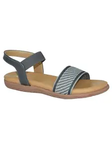 AJANTA Women Grey Flat Sandal EL4004
