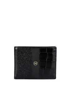Da Milano Genuine Leather Black Franzy Bifold Men Wallet with Multicard Slot (10011B)