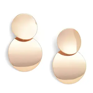 SOHI Brass Gold Plated Light Weight Push Closure Modern Statement Western Drop Earrings for Women