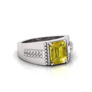 7.25 Ratti Yellow Sapphire Original PukhrajStone Adjustable Ring For Men And Women With Lab Certified B9