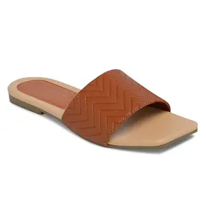 Longwalk Women Flat Sandals, Stylish Lightweight, Slip-On, Non-Slip Sole for Casual, Party & Everyday Wear Brown