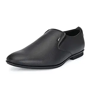 HITZ Men's Black Synthetic Leather Slip-On Shoes - 7 UK