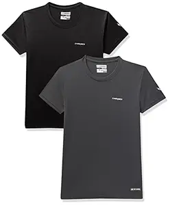 Charged Play-005 Interlock Knit Geomatric Emboss Round Neck Sports T-Shirt Black Size Small And Charged Pulse-006 Checker Knitt Round Neck Sports T-Shirt Graphite Size Small