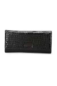 Van Heusen Women Polyurethane Black Textured Casual Wallets