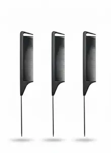 Professional Rat Tail Comb Set, Fine-tooth Hair Styling Combs, Black, Pack of 3