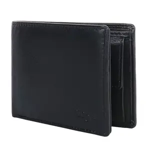 Zoom Shoes Genuine Leather Wallet for Men ZW-28326 | Branded Handcrafted Men's Wallet with RFID Blocking, 10 Card Pockets, 2 Cash Pockets, 1 Buttoned Coin Pocket (Black)