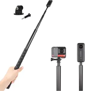 BKN Alloy Long 150cm (1.5mtr) Invisible Selfie Stick Compatible with Insta360 ONE X4, X3, X2, X, ONE R, RS, Insta 360 Camera 1/4