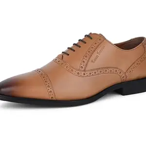 LOUIS STITCH Men's Oxford Formal Shoes - Italian Leather Lace-Up - Comfortable for Casual,Business,Wedding (RXOX-) (Size- 10 UK) British Tan