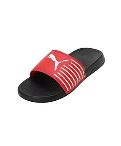 Puma unisex-adult Geo Black-Fiery Red-White Slide Sandal - 7 UK (39453803)