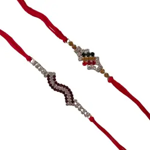 Generic Fancy DIamond Rakhi Pack OF2 with Roli Chawal