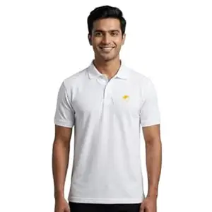 MEMAT Men's Cotton Rich Solid Polo Tshirt, Collar Tshirts, Half Sleeves, Plain-Regular Fit, 240GSM, for Casual, Office
