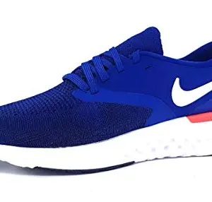 Nike Men's Odyssey React 2 Flyknit Indigo Force/White-Blue Void-Red Orbit Running Shoes-7 Kids UK (AH1015-400)