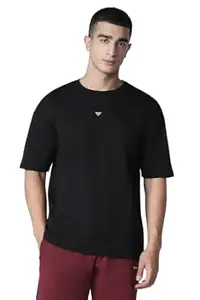 Reebok Men's Cotton Poly Casual Oversized T-Shirt - Soft Breathable Loose Fit Half Sleeve Tee | Round Neck Tshirt
