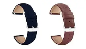 ACM Combo Pack Watch Strap Leather Belt 22mm compatible with Boat Wave Call 2 Plus Smartwatch Casual Classic Band