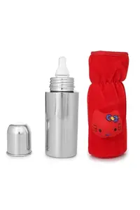 PRUEDDLE KIDS Baby Feeding Bottle with Cover - Stainless Steel (Red Cover)