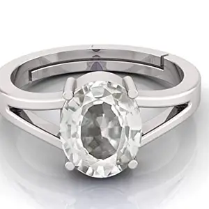 Om Gayatri Corp 7.25 Ratti Certified Unheated Adjustable Ring White Sapphire Pukhraj Loose Gemstone Ring for Women and Men