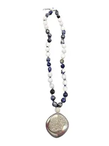 Mala in selenite, sodalite and druzy necklace | gemstone/crystal jewelry | Mother's Day/Birthday/Anniversary/Valentine's Day gift