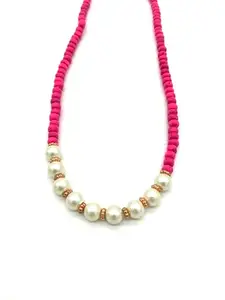 Master Piece Crafts Pink and white Necklace For women and Girl, Traditional Necklace, Mala Fashion Jewellery